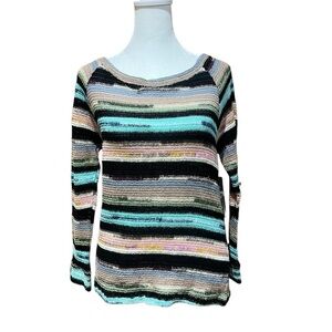 Myne Ashley Ann Striped Lightweight Sweater Women’s Size Large